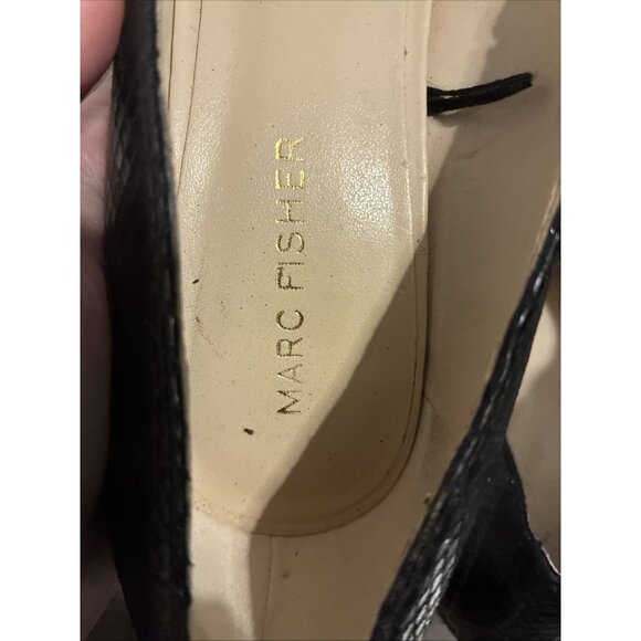 marc fisher Solid Black Darren Vegan Faux Snakeskin Pointed Toe Stilettos Pumps - Picture 6 of 8